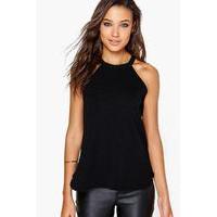 verity high neck strap top black