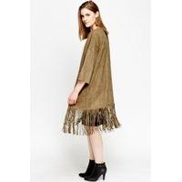 Velveteen Longline Tassel Cardigan