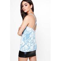 velvet strappy back cami blue