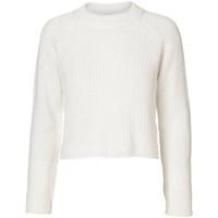 Vero Moda Jamina White Womens Crop Funnel Neck Winter Sweater women\'s Sweater in BEIGE