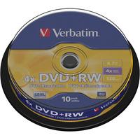 verbatim 43488 dvdrw matt silver 4x 47gb pack of 10