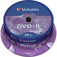 verbatim 43500 dvdr matt silver 47gb 120min pack of 25