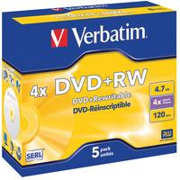 verbatim 43229 dvdrw matt silver 4x 47gb pack of 5