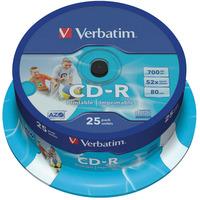 verbatim 43439 cd r azo wide inkjet printable 52x 700mb pack of 25