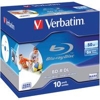 Verbatim 43736 BD-R DL 50GB 6x Wide Printable No ID Brand - Pack Of 10