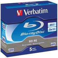 verbatim 43615 bd re sl 2x 25gb pack of 5