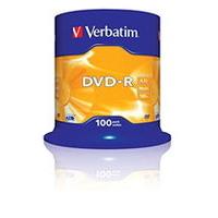 verbatim 100 x dvd r 47 gb 16x matte silver spindle storage media