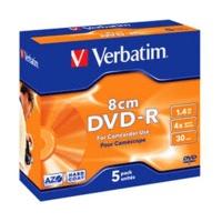 verbatim dvd r mini 1 4gb 30min 4x matt silver 5pk jewel case