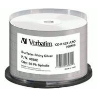 Verbatim CD-R 700MB 80min 52x AZO Shiny Silver No ID Brand printable AZO 50pk Spindle