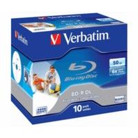 Verbatim BD-R DL 50GB 6x Wide Printable 10 Pack Jewel Case - No ID Brand