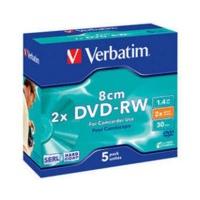 verbatim dvd rw mini 1 4gb 30min 2x matt silver 5pk jewel case