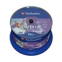 Verbatim DVD+R 4, 7GB 120min 16x Wide Inkjet Printable No ID Brand printable 50pk Spindle
