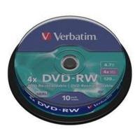 Verbatim DVD-RW 4, 7GB 120min 4x Matt Silver 10pk Spindle