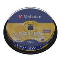 Verbatim DVD+RW 4, 7GB 120min 4x Matt Silver 10pk Spindle