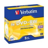 Verbatim DVD+RW 4, 7GB 120min 4x Matt Silver 5pk Jewel Case