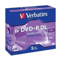 verbatim dvdr dl 8 5gb 240min 8x matt silver 5pk jewel case