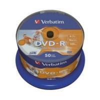 Verbatim DVD-R 4, 7GB 120min 16x Wide Inkjet Printable ID Brand printable 50pk Spindle
