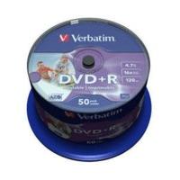 Verbatim DVD+R 4, 7GB 120min 16x Wide Inkjet Printable ID Brand printable 50pk Spindle