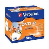 Verbatim DVD-R 4, 7GB 120min 16x Wide Inkjet Printable ID Brand printable 10pk Jewel Case