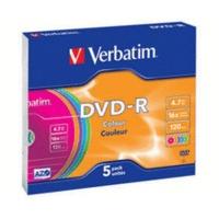 Verbatim DVD-R 4, 7GB 120min 16x Color 5pk Slim Case