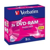 Verbatim DVD-RAM 9, 4GB 240min 3x Typ IV Double-Sided 5pk Cartridge Typ 4