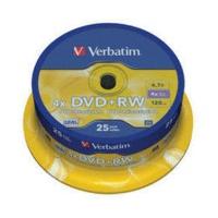 Verbatim DVD+RW 4, 7GB 120min 4x Matt Silver 25pk Spindle