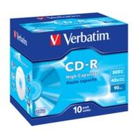 verbatim cd r 800mb 90min 40x high capacity 10pk jewel case