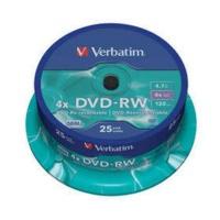Verbatim DVD-RW 4, 7GB 4x Matt 25pk Spindle