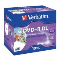 verbatim dvdr dl 8 5gb 240min 8x printable 10pk jewel case