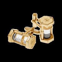 VEGA YELLOW GOLD PLATED STAINLESS STEEL & WHITE CRYSTAL CUFFLINKS