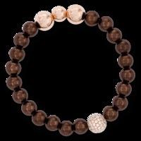 VEGA BROWN PLATED STAINLESS STEEL & PAVE SET WHITE CRYSTAL BRACELET