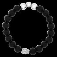 VEGA WHITE GOLD PLATED STERLING SILVER & BLACK AGATE BRACELET