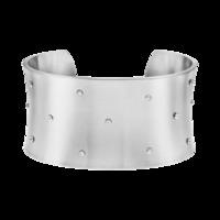VEGA BRUSHED WHITE GOLD PLATED STAINLESS STEEL & WHITE CRYSTAL CUFF