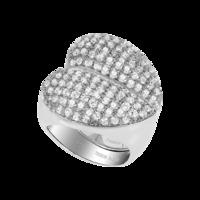 Vega White Crystal & Sterling Silver Two Ring Heart