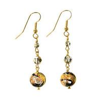 Venetian Murano Glass Drop Earrings, Black Mistica, Glass