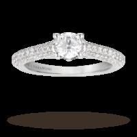 Vera Wang Love brilliant cut 0.95 total carat weight solitaire and diamond set shoulders ring in 18 carat white gold - Ring Size N