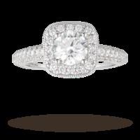 Vera Wang Love brilliant cut 2.00 total carat weight solitaire and diamond set shoulders ring in 18 carat white gold - Ring Size N