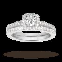 Vera Wang Love brilliant cut 0.95 total carat weight cluster and diamond set shoulder bridal set in 18 carat white gold - Ring Size I