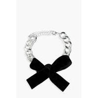 velvet tie chain bracelet silver