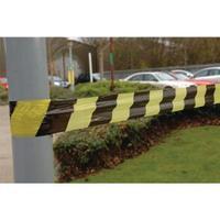 vfm black yellow striped tape barrier 500m 304927