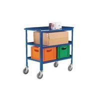 vfm service trolley 3 tier with 125mm castors blue 306748