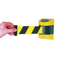 vfm black yellow wall mounted retractable barrier 46m 309834