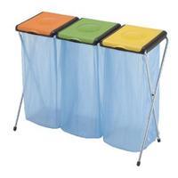 VFM OrangeGreenYellow 3-Compartment Recycling Sack Holder 60 Litres