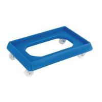 vfm blue plastic dolly for 600x400mm containers 382990