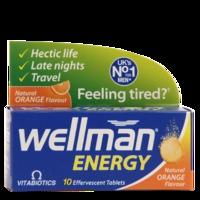 Vitabiotics Wellman Energy 10 Orange Flavour Effervescent Tablets - 10 Tablets, Orange