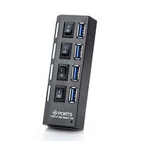 VINA Portable 4-Port USB 3.0 Super Speed 5.0Gbps Hub with Switch for Tablet / PC -Black