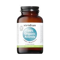 Viridian 100% Organic Acerola-Vitamin C Powder, 50gr