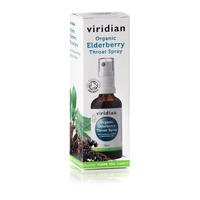 viridian 100 organic elderberry throat spray 50ml