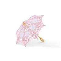 Vintage Pink Battenburg Lace Parasol - Small