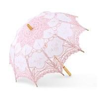 Vintage Pink Battenburg Lace Parasol - Standard